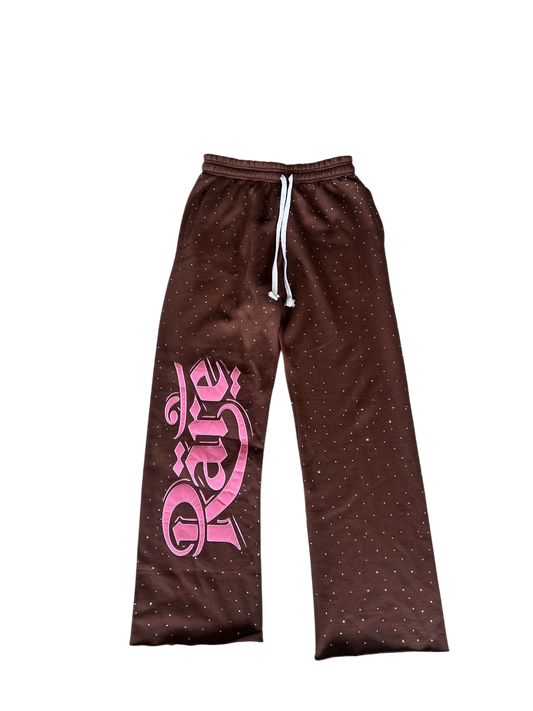 Brown Rhinestone Sweatpants (Pre-order)